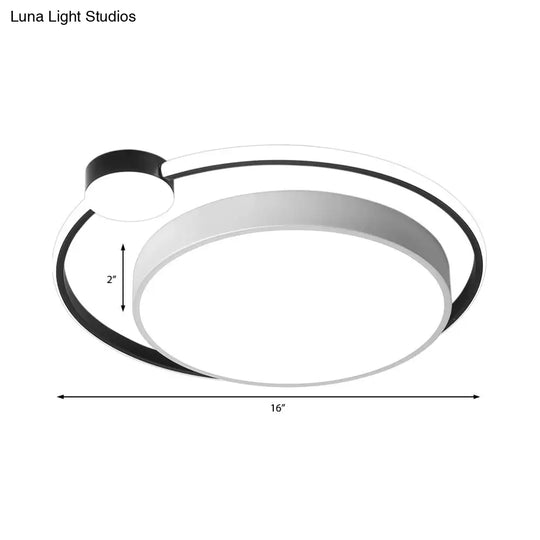 Modern Acrylic Ring Flushmount Ceiling Fixture - 16/19.5 1 Light White/Black