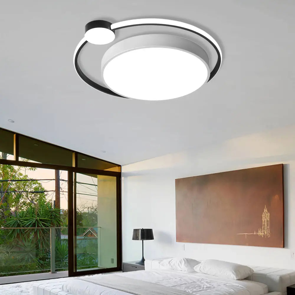 Modern Acrylic Ring Flushmount Ceiling Fixture - 16’/19.5’ 1 Light White/Black White / 19.5’