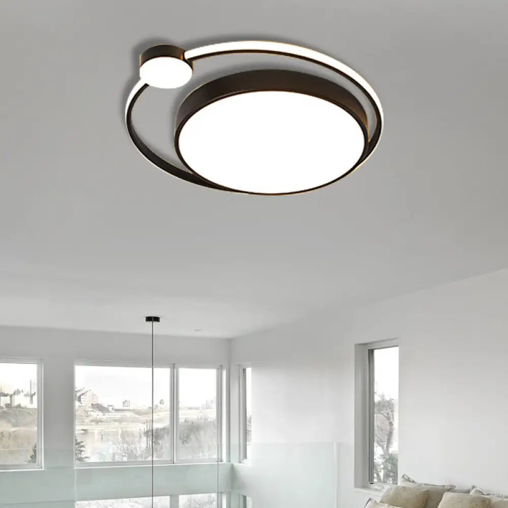 Modern Acrylic Ring Flushmount Ceiling Fixture - 16’/19.5’ 1 Light White/Black White - Black /