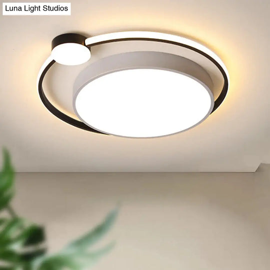 Modern Acrylic Ring Flushmount Ceiling Fixture - 16/19.5 1 Light White/Black