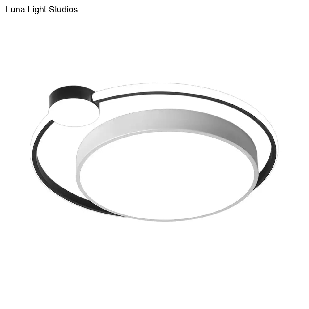 Modern Acrylic Ring Flushmount Ceiling Fixture - 16’/19.5’ 1 Light White/Black