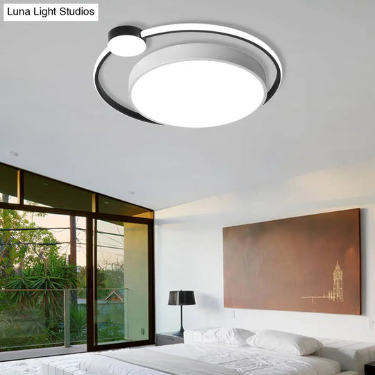 Modern Acrylic Ring Flushmount Ceiling Fixture - 16/19.5 1 Light White/Black White / 19.5