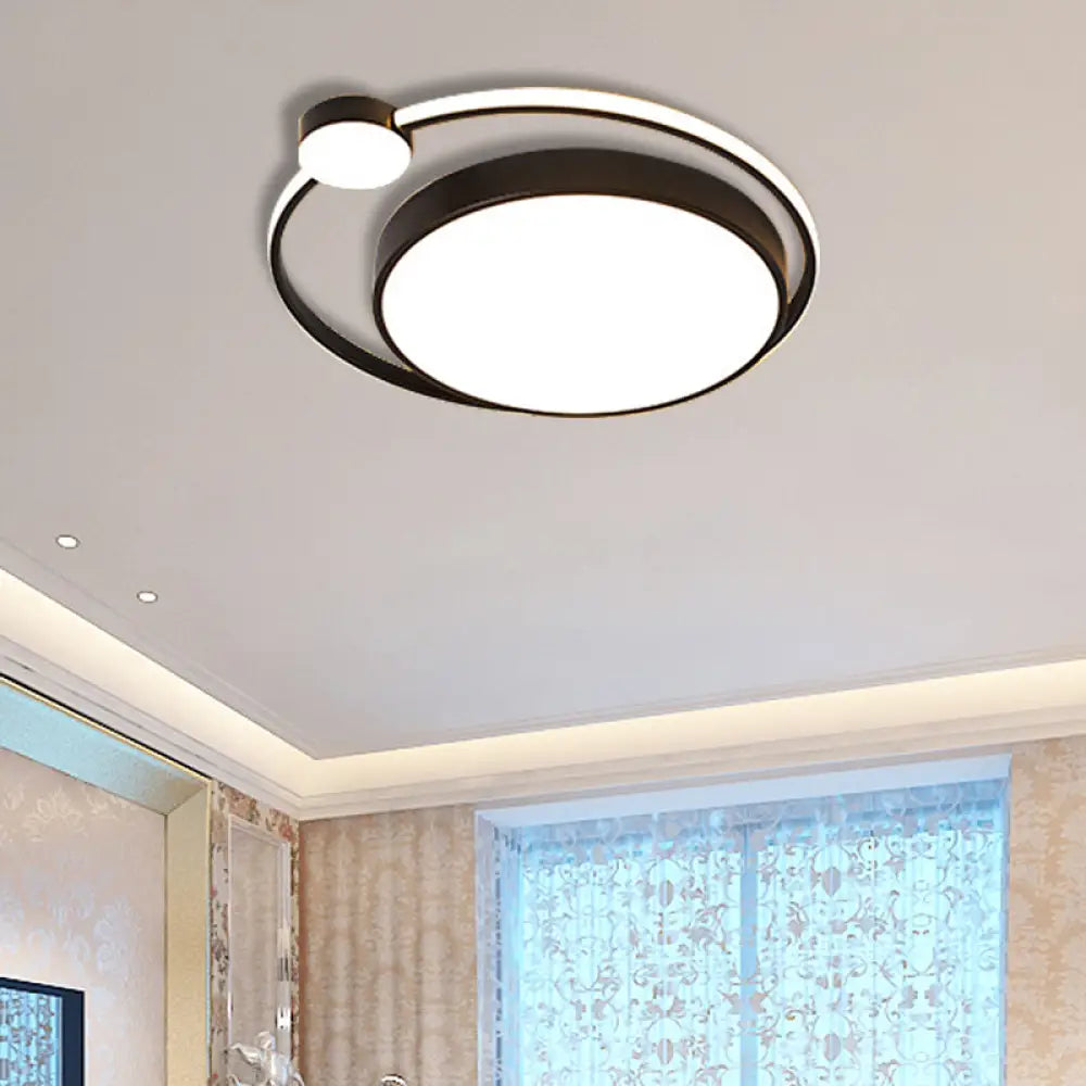 Modern Acrylic Ring Flushmount Ceiling Fixture - 16’/19.5’ 1 Light White/Black White - Black /