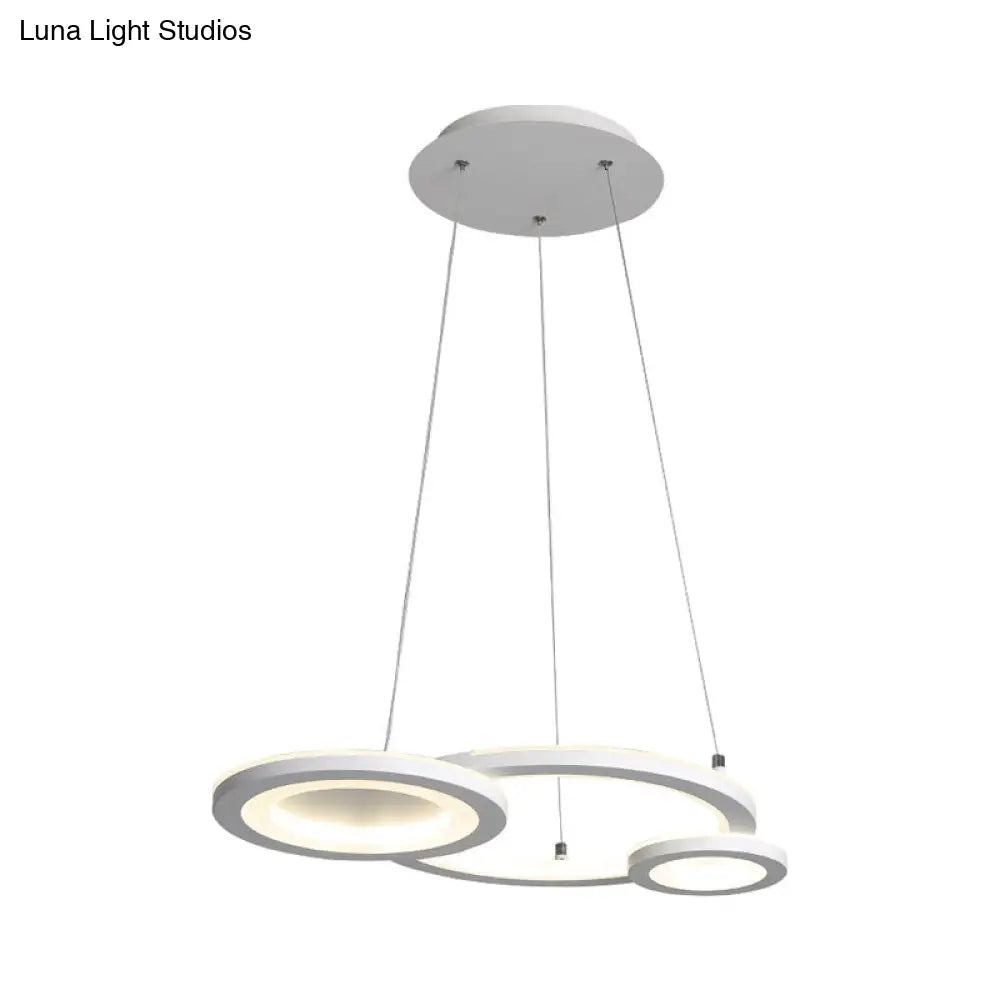 Modern Acrylic Round Chandelier Pendant Light With Led White/Grey Finish For Dining Room In