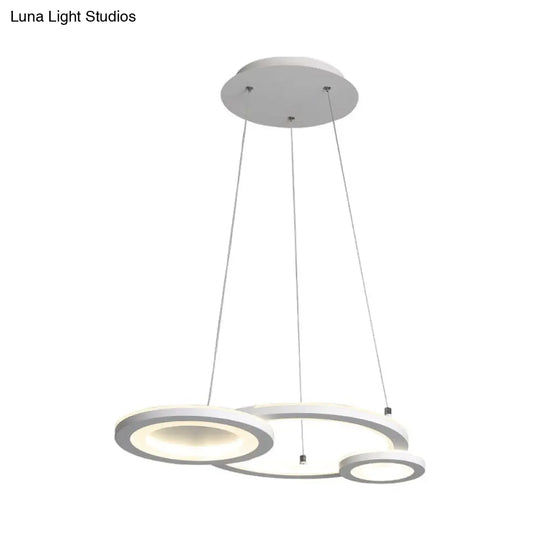 Modern Acrylic Round Chandelier Pendant Light With Led White/Grey Finish For Dining Room In