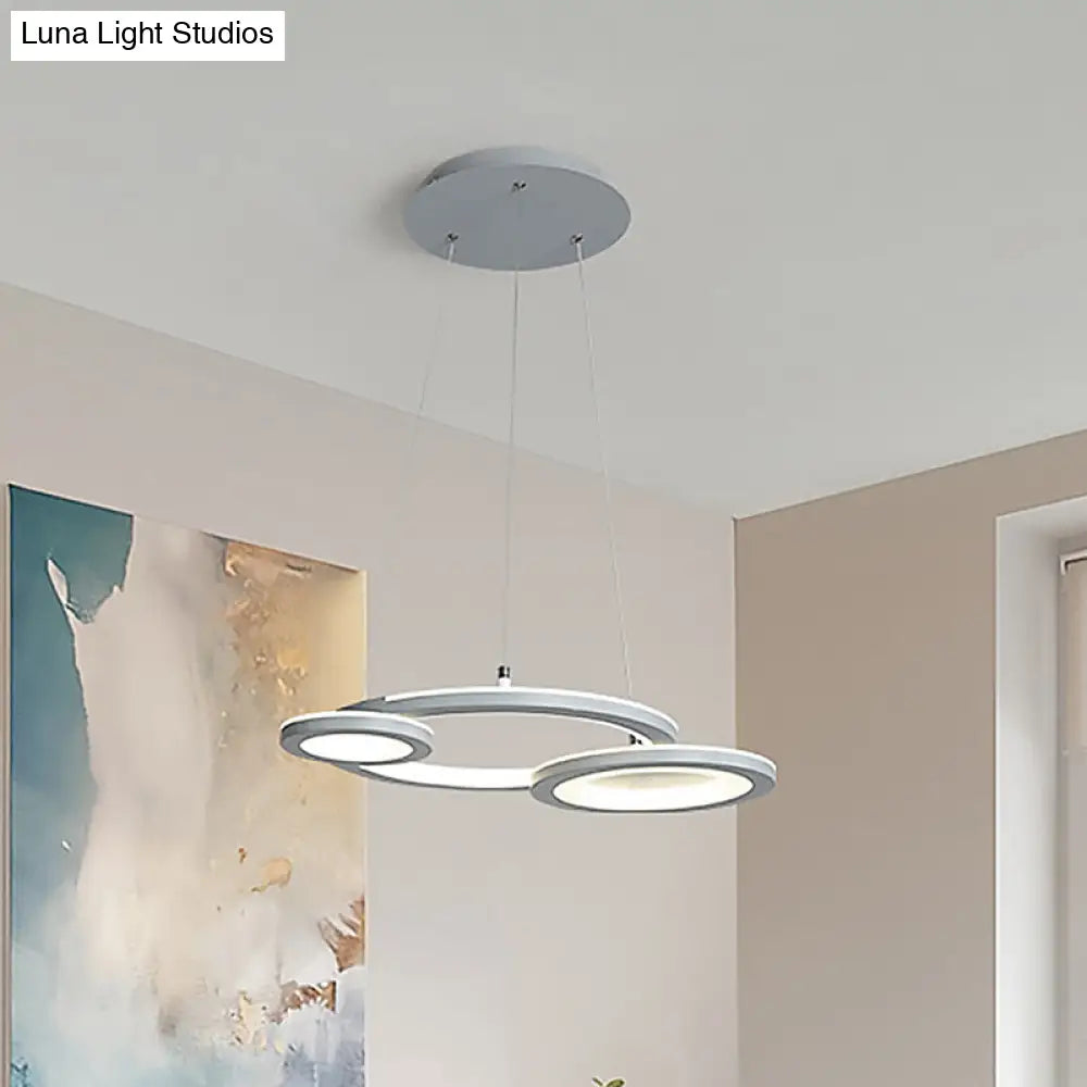 Modern Acrylic Round Chandelier Pendant Light With Led White/Grey Finish For Dining Room In