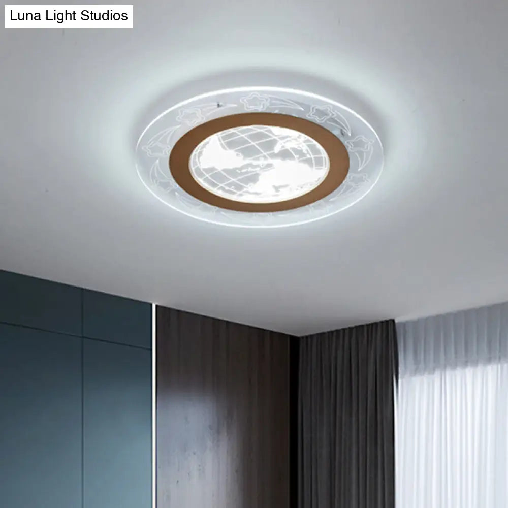 Modern Acrylic Round Flush Ceiling Light With Nordic Led Flower And Globe Design - Warm/White