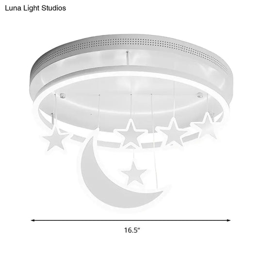 Modern Acrylic Round Flush Mount Lamp - Led Ceiling Light Fixture With Star Deco Warm/White