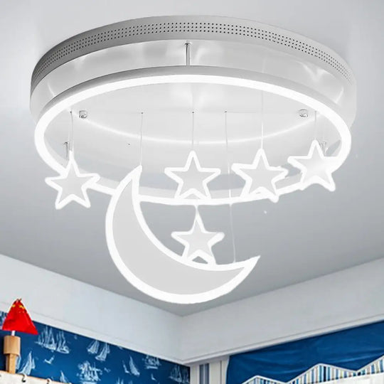 Modern Acrylic Round Flush Mount Lamp - Led Ceiling Light Fixture With Star Deco Warm/White