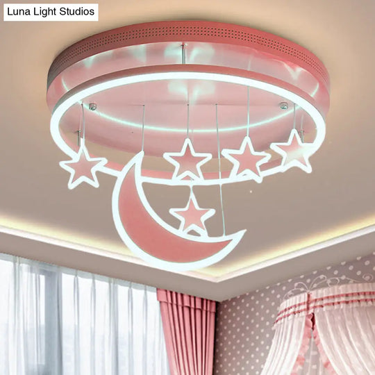 Modern Acrylic Round Flush Mount Lamp - Led Ceiling Light Fixture With Star Deco Warm/White