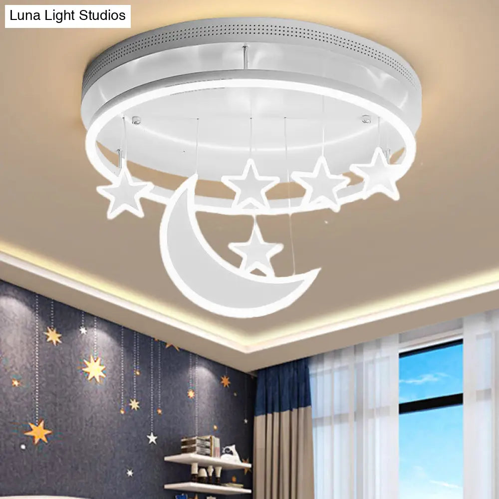 Modern Acrylic Round Flush Mount Lamp - Led Ceiling Light Fixture With Star Deco Warm/White