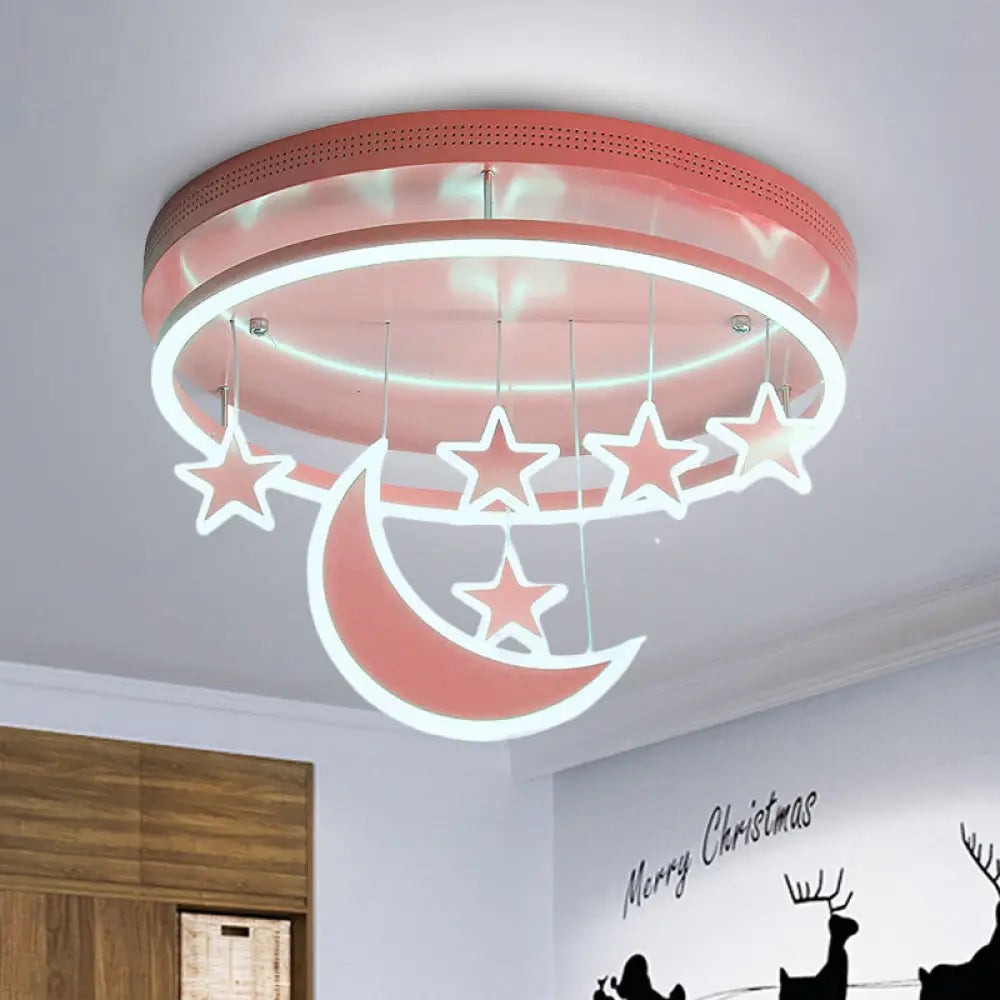 Modern Acrylic Round Flush Mount Lamp - Led Ceiling Light Fixture With Star Deco Warm/White