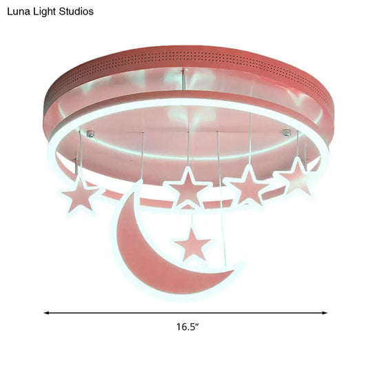 Modern Acrylic Round Flush Mount Lamp - Led Ceiling Light Fixture With Star Deco Warm/White