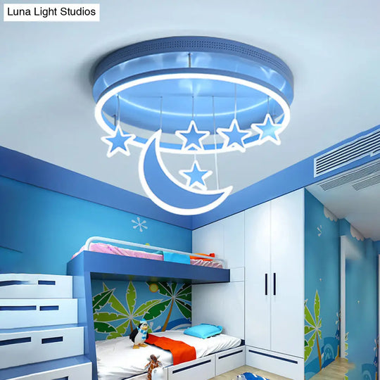 Modern Acrylic Round Flush Mount Lamp - Led Ceiling Light Fixture With Star Deco Warm/White