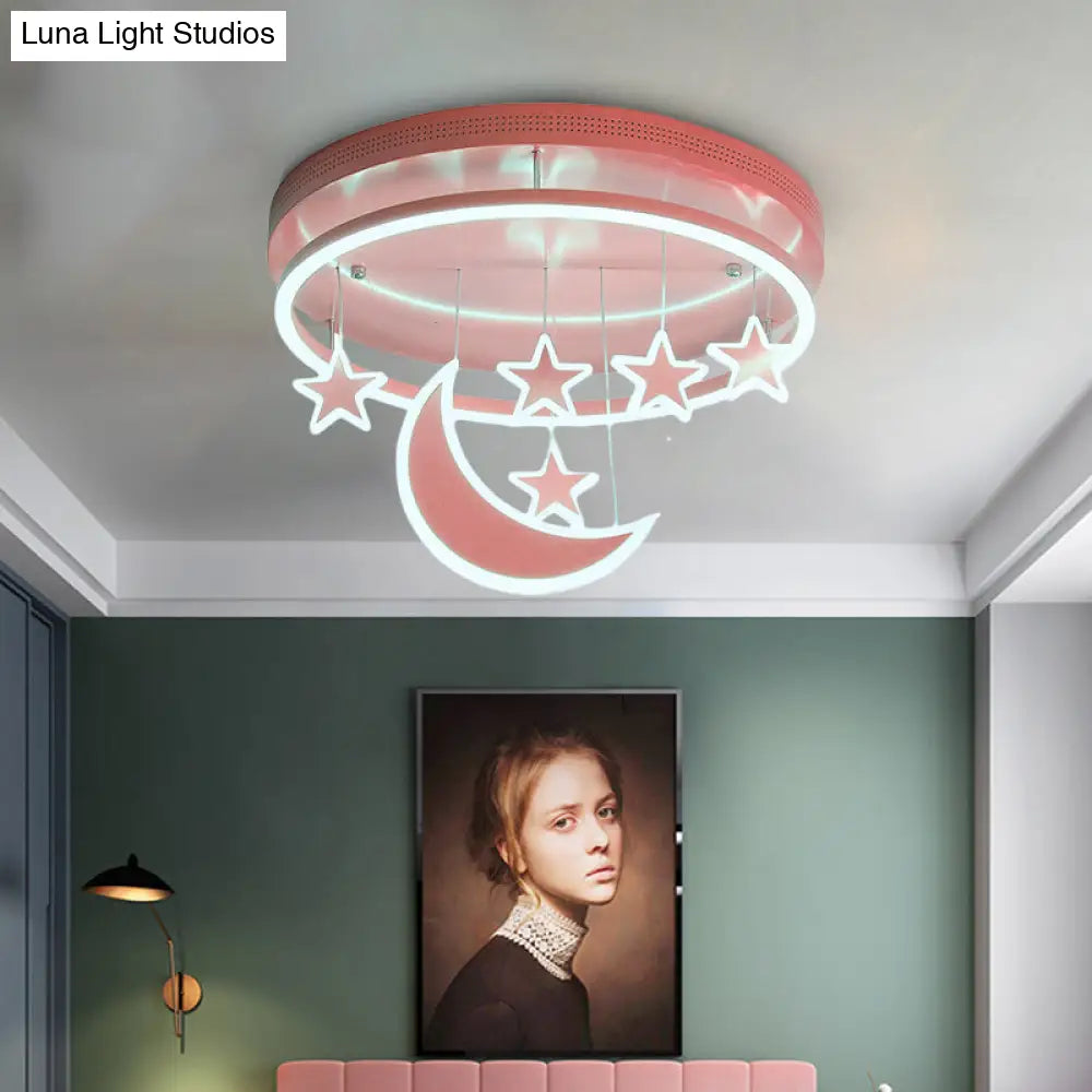 Modern Acrylic Round Flush Mount Lamp - Led Ceiling Light Fixture With Star Deco Warm/White