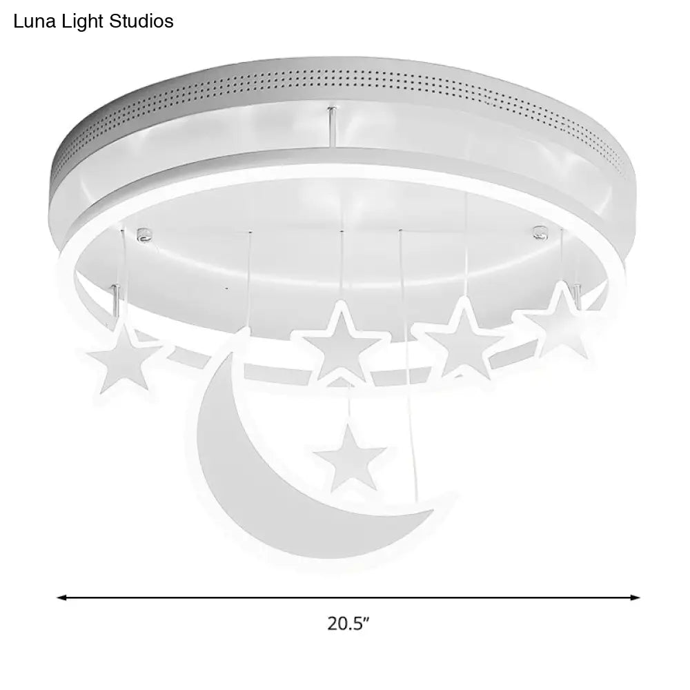 Modern Acrylic Round Flush Mount Lamp - Led Ceiling Light Fixture With Star Deco Warm/White