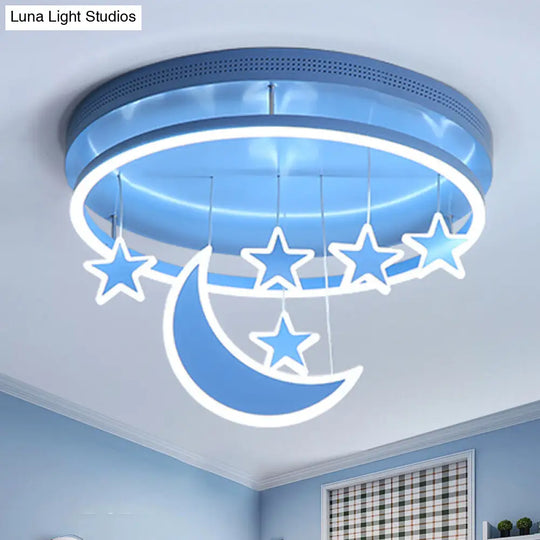 Modern Acrylic Round Flush Mount Lamp - Led Ceiling Light Fixture With Star Deco Warm/White