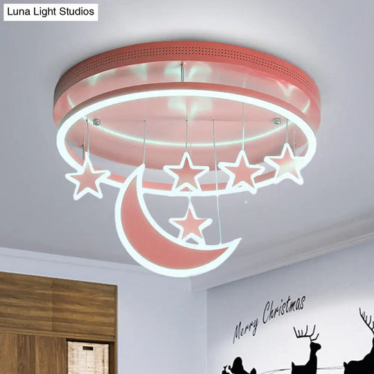 Modern Acrylic Round Flush Mount Lamp - Led Ceiling Light Fixture With Star Deco Warm/White