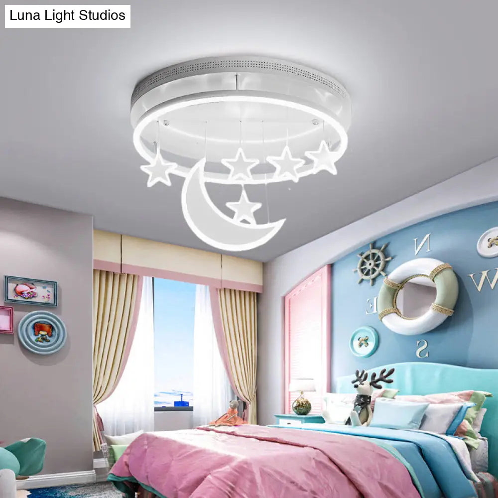 Modern Acrylic Round Flush Mount Lamp - Led Ceiling Light Fixture With Star Deco Warm/White