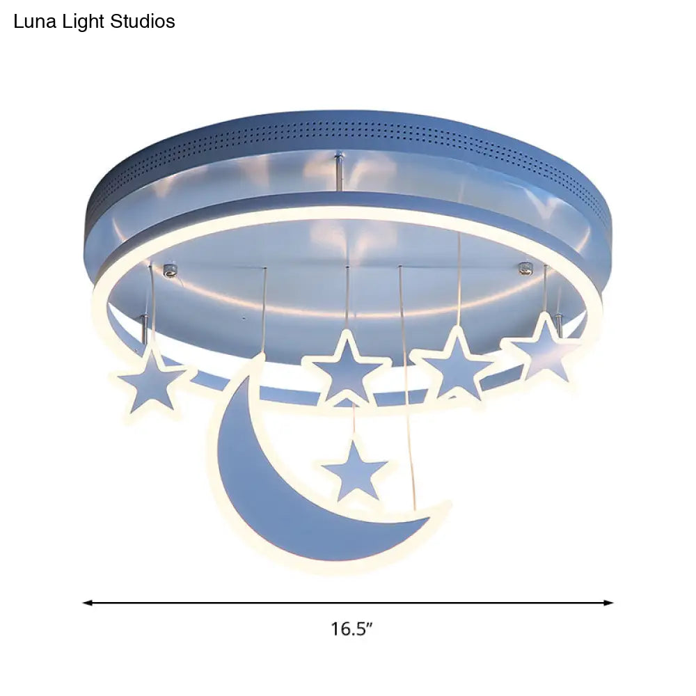 Modern Acrylic Round Flush Mount Lamp - Led Ceiling Light Fixture With Star Deco Warm/White