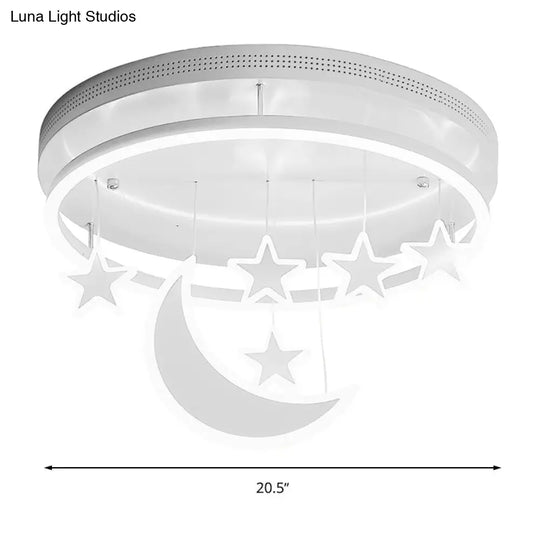 Modern Acrylic Round Flush Mount Lamp - Led Ceiling Light Fixture With Star Deco Warm/White