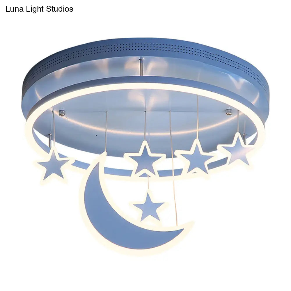 Modern Acrylic Round Flush Mount Lamp - Led Ceiling Light Fixture With Star Deco Warm/White