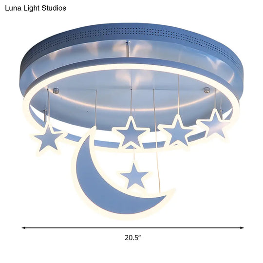 Modern Acrylic Round Flush Mount Lamp - Led Ceiling Light Fixture With Star Deco Warm/White