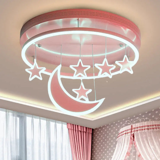 Modern Acrylic Round Flush Mount Lamp - Led Ceiling Light Fixture With Star Deco Warm/White