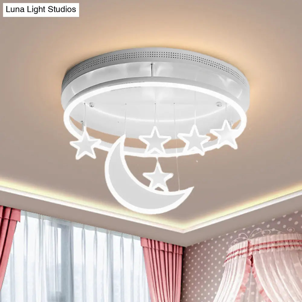 Modern Acrylic Round Flush Mount Lamp - Led Ceiling Light Fixture With Star Deco Warm/White