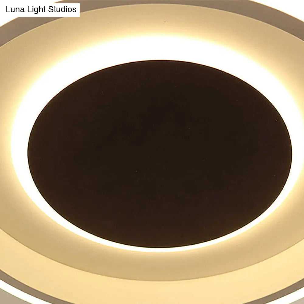 Modern Round Acrylic Pendant Lighting - 14/19.5 Wide Led White Ceiling Lamp In White/Warm/Natural