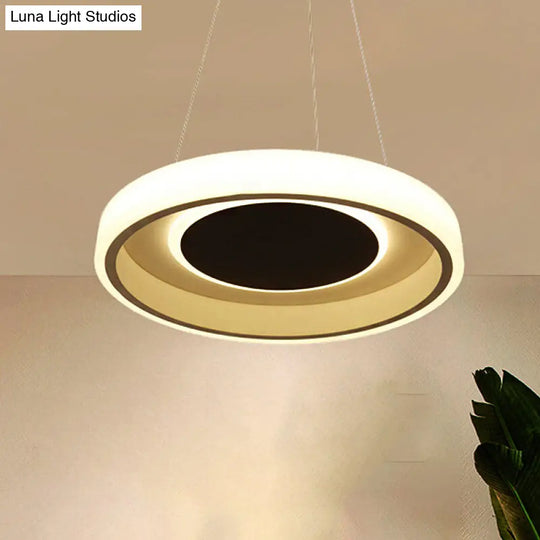 Modern Round Acrylic Pendant Lighting - 14/19.5 Wide Led White Ceiling Lamp In White/Warm/Natural