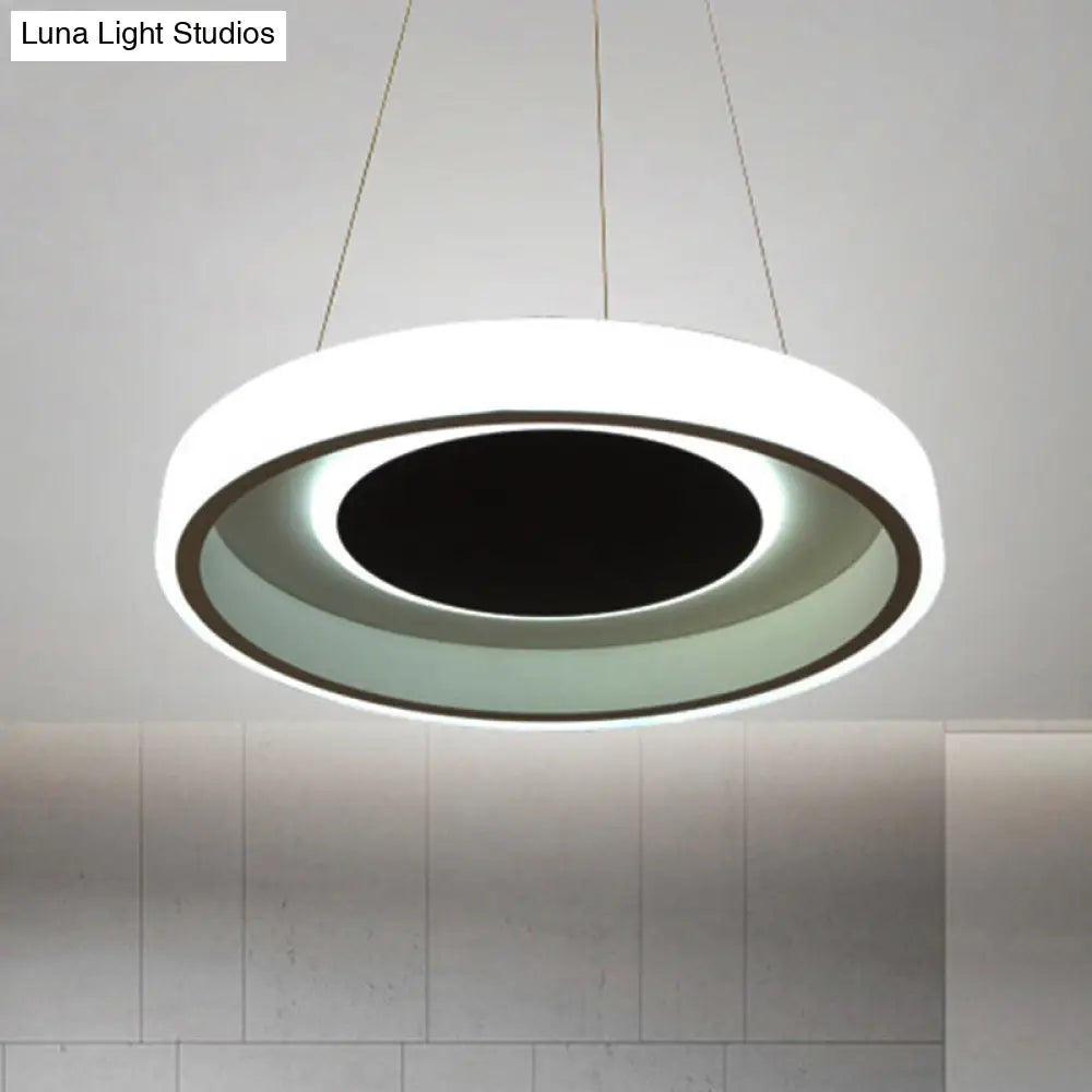 Modern Round Acrylic Pendant Lighting - 14/19.5 Wide Led White Ceiling Lamp In White/Warm/Natural