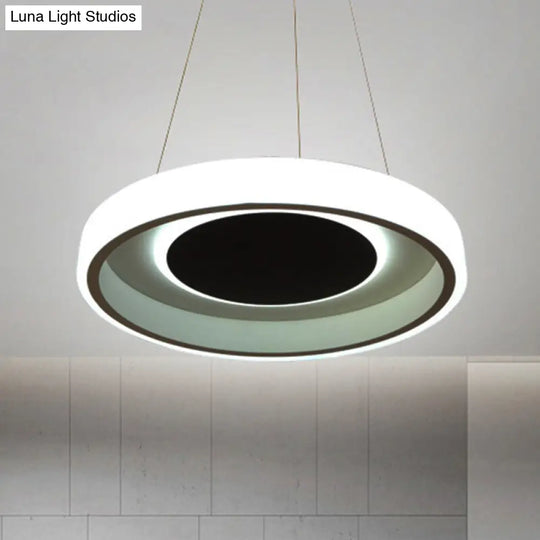 Modern Round Acrylic Pendant Lighting - 14/19.5 Wide Led White Ceiling Lamp In White/Warm/Natural