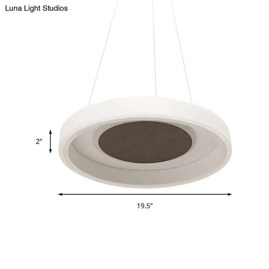 Modern Round Acrylic Pendant Lighting - 14/19.5 Wide Led White Ceiling Lamp In White/Warm/Natural