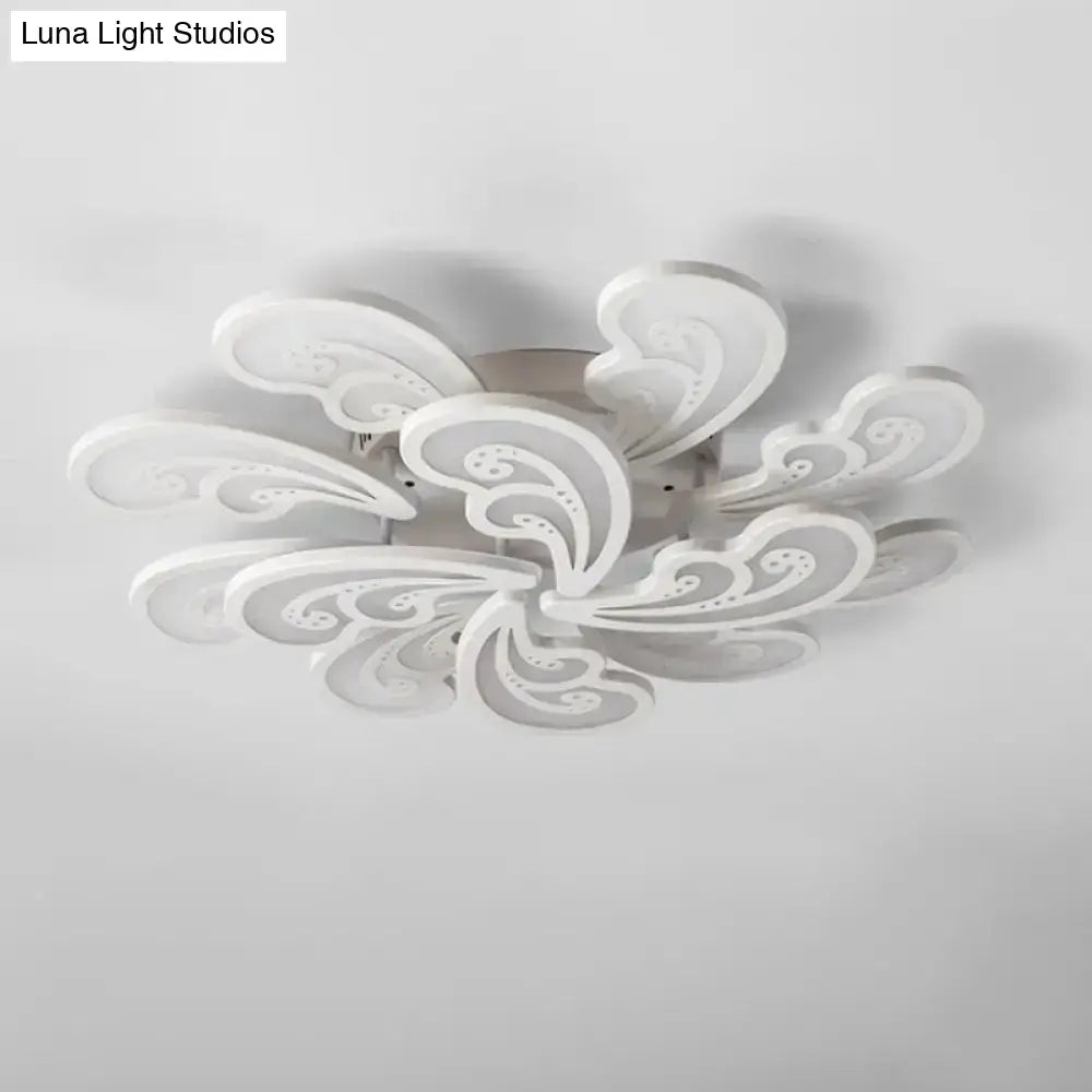 Modern Acrylic Spindrift Ceiling Light W/ 6/12/15-White Led Bulbs In Warm/White - Semi Flush Mount