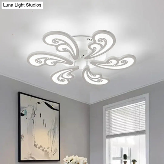 Modern Acrylic Spindrift Ceiling Light W/ 6/12/15-White Led Bulbs In Warm/White - Semi Flush Mount