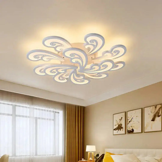 Modern Acrylic Spindrift Ceiling Light W/ 6/12/15-White Led Bulbs In Warm/White - Semi Flush Mount