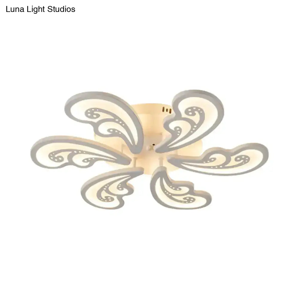 Modern Acrylic Spindrift Ceiling Light W/ 6/12/15-White Led Bulbs In Warm/White - Semi Flush Mount