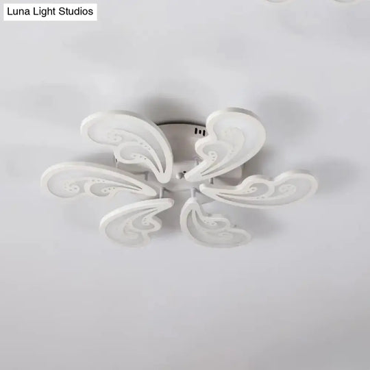 Modern Acrylic Spindrift Ceiling Light W/ 6/12/15-White Led Bulbs In Warm/White - Semi Flush Mount