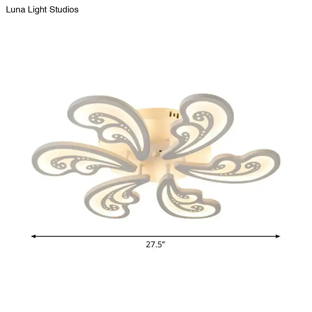 Modern Acrylic Spindrift Ceiling Light W/ 6/12/15-White Led Bulbs In Warm/White - Semi Flush Mount