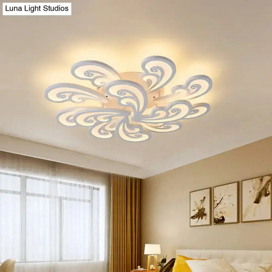 Modern Acrylic Spindrift Ceiling Light W/ 6/12/15-White Led Bulbs In Warm/White - Semi Flush Mount