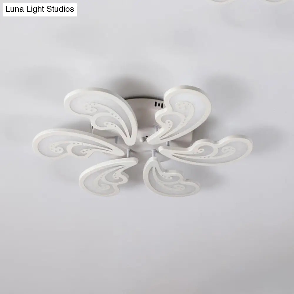 Modern Acrylic Spindrift Ceiling Light W/ 6/12/15 - White Led Bulbs In Warm/White - Semi Flush Mount