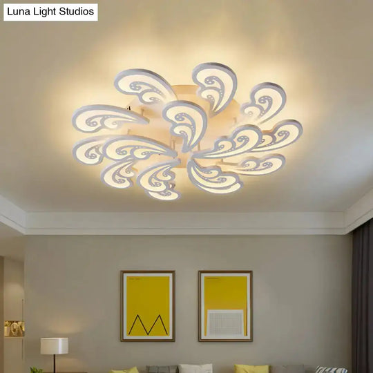 Modern Acrylic Spindrift Ceiling Light W/ 6/12/15-White Led Bulbs In Warm/White - Semi Flush Mount