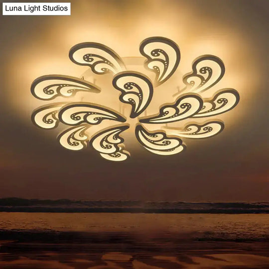 Modern Acrylic Spindrift Ceiling Light W/ 6/12/15-White Led Bulbs In Warm/White - Semi Flush Mount