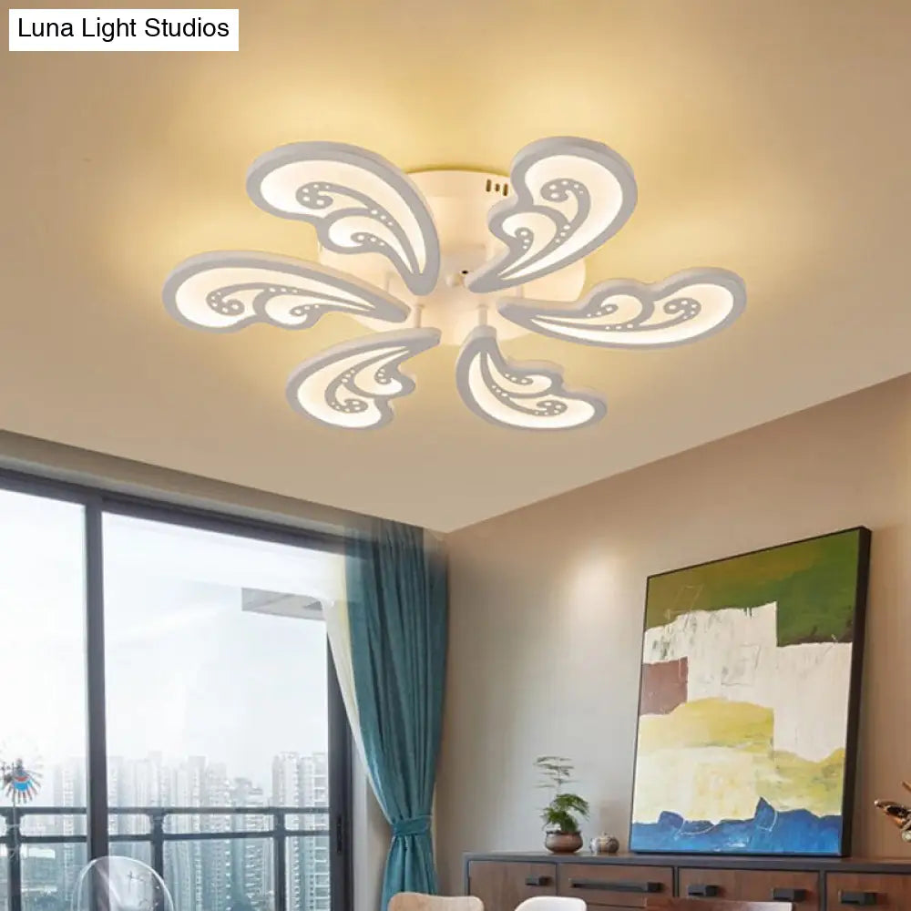 Modern Acrylic Spindrift Ceiling Light W/ 6/12/15-White Led Bulbs In Warm/White - Semi Flush Mount 6