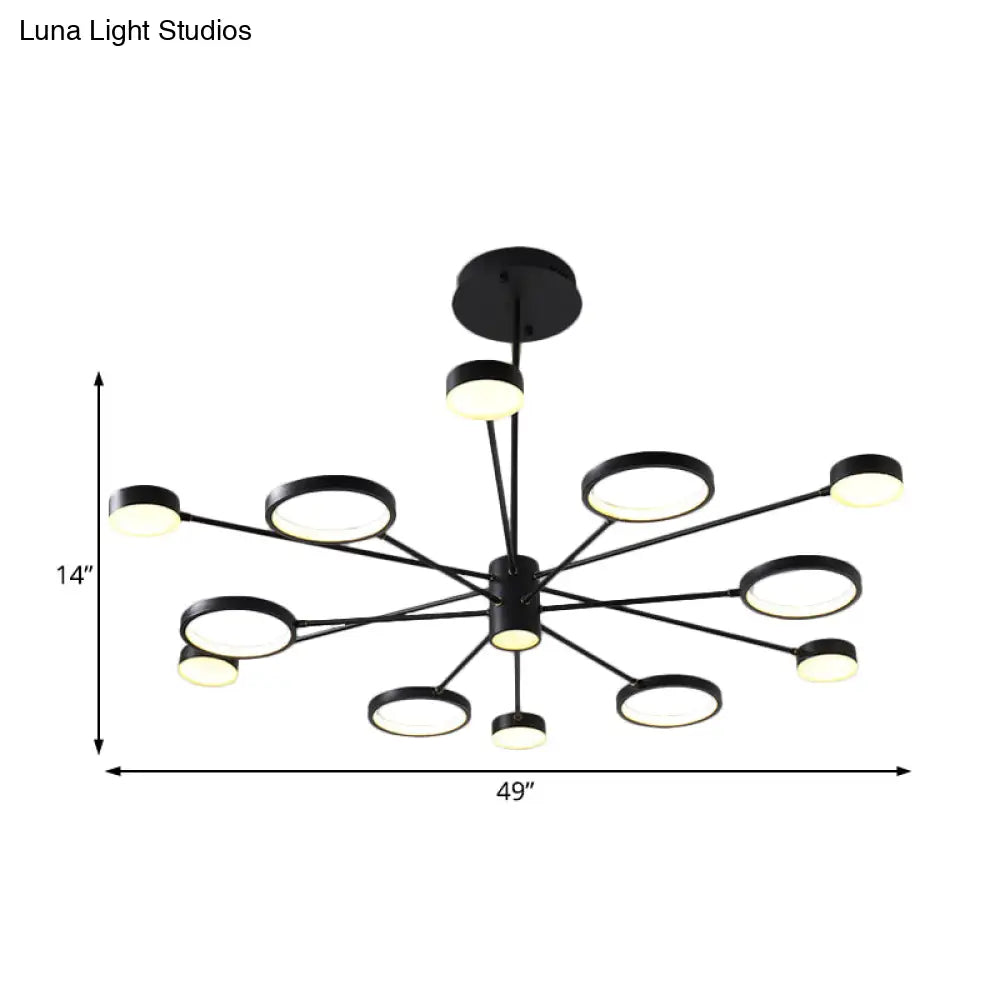 Modern Acrylic Sputnik Chandelier Pendant Light: Black Led Hanging Lamp Fixture With 6/8/10 Lights