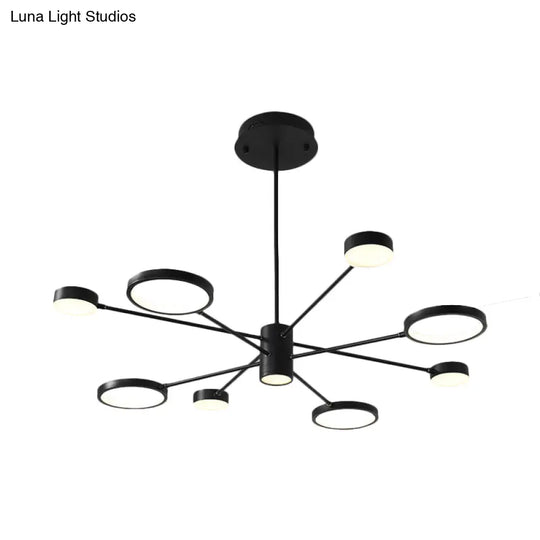 Modern Acrylic Sputnik Chandelier Pendant Light: Black Led Hanging Lamp Fixture With 6/8/10 Lights