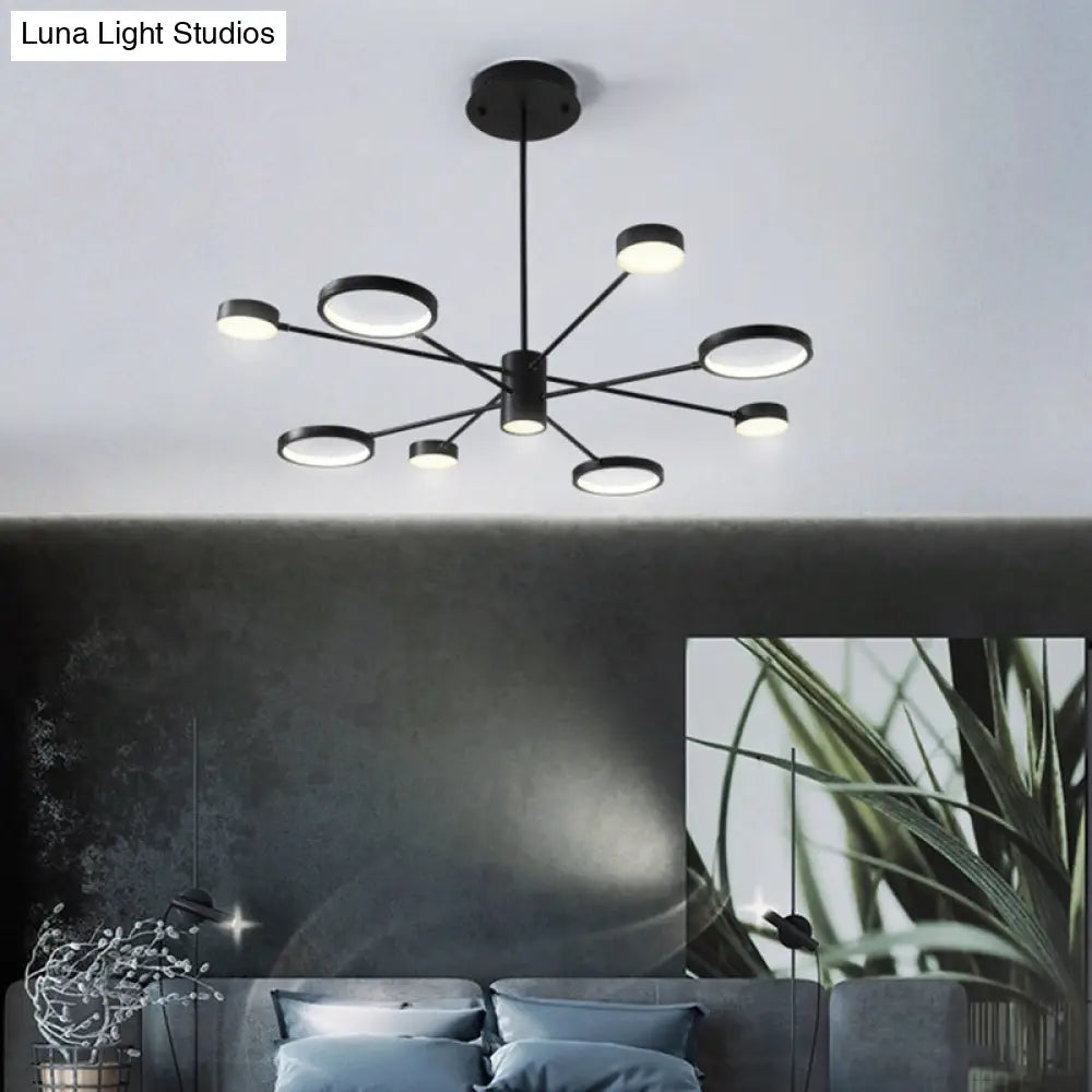 Modern Acrylic Led Sputnik Chandelier With 6/8/10 Lights In Black White/Warm Light 8 / Warm