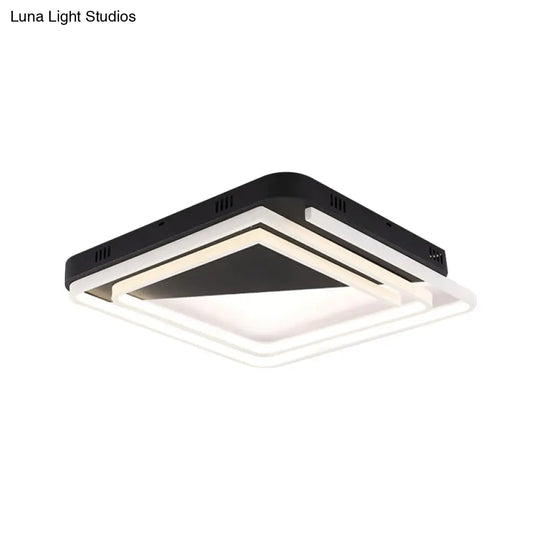 Modern Acrylic Square Ceiling Lamp Led Flush Mount Light - Black 18’/22’/28’ Wide In Warm/White