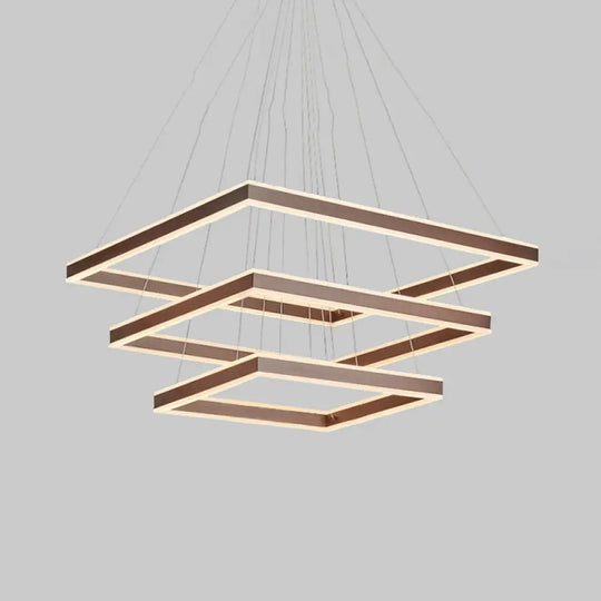 Modern Acrylic Square Ceiling Pendant Led Brown Chandelier Light In Warm/White 3 / White